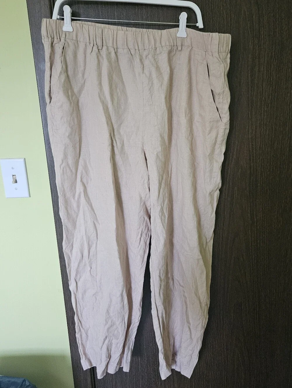 Quince Women's 100% European Linen Pants Driftwood Pull On Comfy Breathable XL